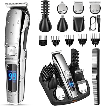 Ufree Beard Trimmer for Men, Waterproof Electric Razor for Nose, Body, Face and Mustache, Cordless Hair Clippers Shavers for Men Grooming Kit, Gifts for Men Husband Father
