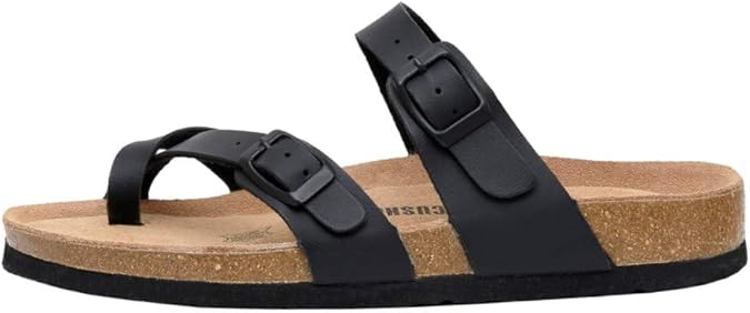CUSHIONAIRE Women's Luna Cork Footbed Sandal With  Comfort
