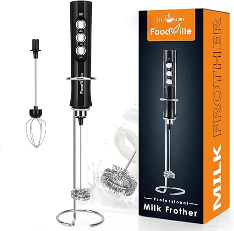 MF02 Rechargeable Milk Frother Handheld Foam Maker with Stainless Whisk for Cappuccino, Latte, Bulletproof Coffee, Keto Diet, Protein Powder, Matcha