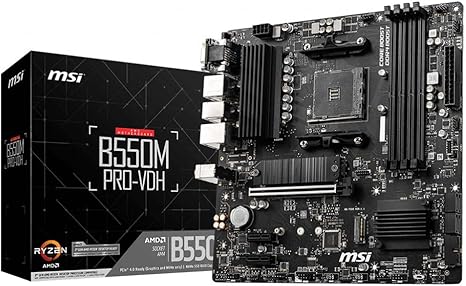 MSI B550M Pro-VDH, AMD AM4, DDR4, Support 128GB, Displayport, HDMI, VGA, PCIe, mATX Motherboard