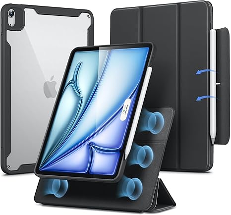 ESR for iPad Air 11 Inch Case (2025) M3/M2, iPad Air 7th/6th/5th/4th Generation Case (2024/2022/2020) 10.9 Inch with Pencil Holder, Removable Magnetic Cover, Vertical Stand, Rebound 360 Series, Black