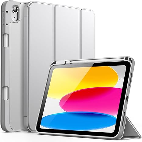 JETech Case for iPad (A16) 11th/10th Generation (2025/2022) with Pencil Holder, Slim Tablet Cover with Soft TPU Back, Auto Wake/Sleep (Silver)