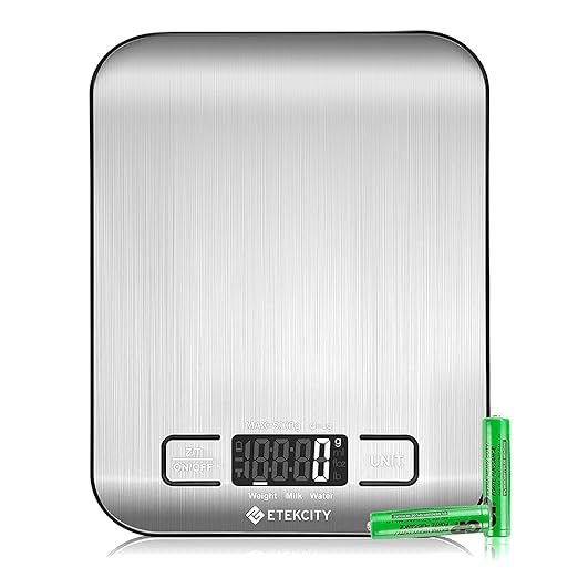 Etekcity Food Kitchen Scale, Digital Grams and Ounces for Weight Loss, Baking, Cooking, Keto and Meal Prep, Small, Stainless Steel
