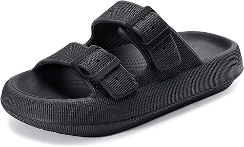 Weweya Sandals for Women and Men - Pillow Slippers - Double Buckle Adjustable Slides - EVA Flat Sandals