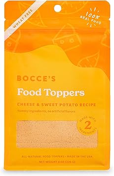 Bocce's Bakery Cheese & Sweet Potato Dog Food Toppers, All-Natural Wheat-Free Dog Food Topper, Made with Real Ingredients, Baked in USA, 8 oz