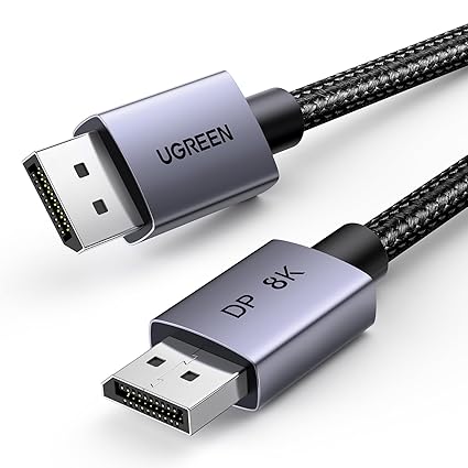 UGREEN VESA 8K DisplayPort 1.4 Cable 6.6FT DP Cable Supports 8K@60Hz 4K@240Hz 32.4Gbps, HDR, HDCP, DSC 1.2a, FreeSync, G-Sync, Display Port Cord Alu Braided Compatible Monitor, Graphics, PC, HDTV