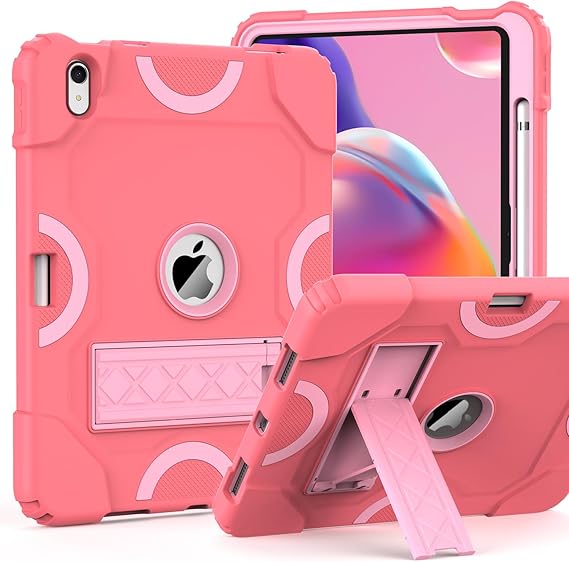 Grifobes for iPad A16 11th Generation 2025 / 10th Gen Case 2022, for 11 Inch / 10.9 Inch iPad Case with Pencil Holder Heavy Duty Rugged Protective Cover with Kickstand for Girls Kids Rose Pink