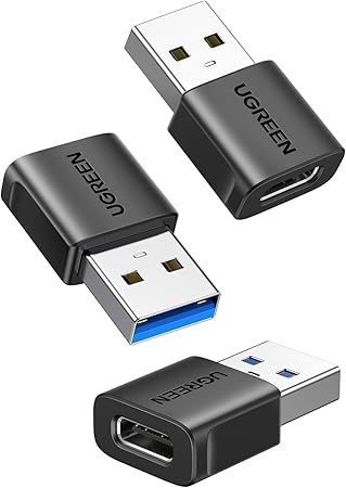 UGREEN USB to USB C Adapter 3Pack, 10Gbps USB C Female to USB 3.0 Male Adapter Type C Charge Converter for iPhone 16 15 14 13 Plus Pro Max,iPad Air Mini 6 7,Samsung Galaxy S23 S24,Pad Air,Black