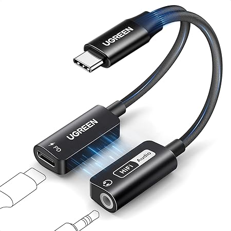 UGREEN Magnetic USB C to 3.5mm Audio Adapter and Charger 2 in 1 Hi-Res 32bit/384kHz Aux to USB C with PD 60W Fast Charging Dongle Cable for iPhone 16/15 Pro Max, Galaxy S25Ultra, Pixel 9, iPad Pro/Air