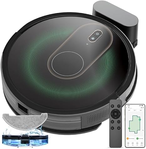T8 Robot Vacuum and Mop Combo, WiFi/App/Alexa/Siri Control, Robotic Vacuum Cleaner with Gyro Navigation, Self-Charging, Slim, Good for Hard Floor, Pet Hair, Carpet(Large)