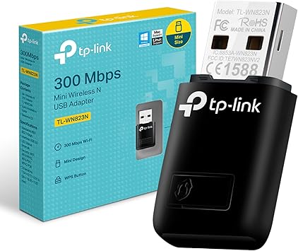 TP-Link TL-WN823N N300 Mini USB Wireless WiFi network Adapter for pc, Ideal for Raspberry Pi,Black