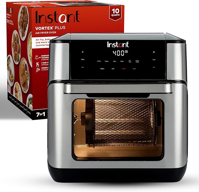 Instant 140-3000-01 Vortex Plus Quart 7-in-1 Multi-Use Air Fryer, 10QT, Silver,Black