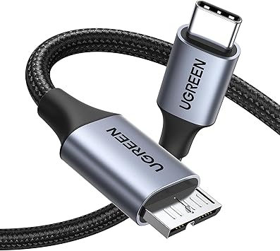 UGREEN 10 Gbps Micro B to USB C Hard Drive Cables, 1.5FT USB C to Micro B, External Hard Drive Cable Compatible with MacBook Pro/Air, iPad/Tablet, iPhone, Samsung Galaxy S24, WD Seagate etc