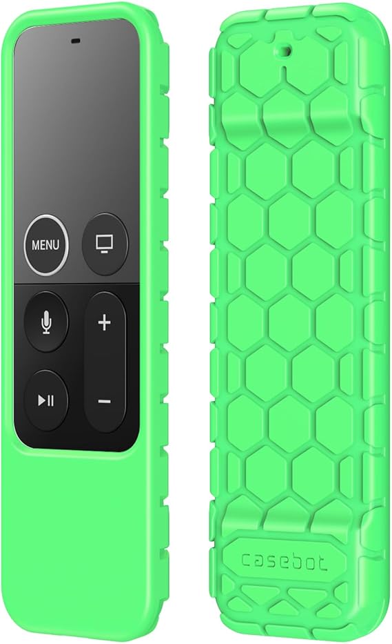 Fintie Protective Case for Apple TV 4K/ HD Siri Remote (1st Gen) - Honey Comb Lightweight Anti Slip Shockproof Silicone Cover for Apple TV 4K 5th 4th Gen Siri Remote Controller, Green Glow
