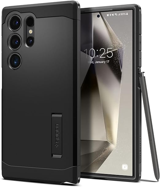 Spigen Tough Armor Designed for Galaxy S24 Ultra Case (2024) [Kickstand] [Military-Grade Protection] - Black