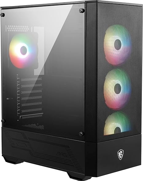 MSI MAG Forge 112R - Premium Mid-Tower Gaming PC Case - Tempered Glass Side Panel - ARGB 120mm Fans - Liquid Cooling Support up to 240mm Radiator - Vented Front Panel