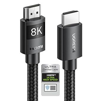 UGREEN HDMI 2.1 Cable Certified 8K 6.6FT Ultra High Speed HDMI Cord Braided 48Gbps 4K@240Hz 10K@60Hz with Dynamic HDR eARC Dolby Atmos HDCP Compatible with PS5 PS4 Xbox Roku TV HDTV Blu-ray Projector