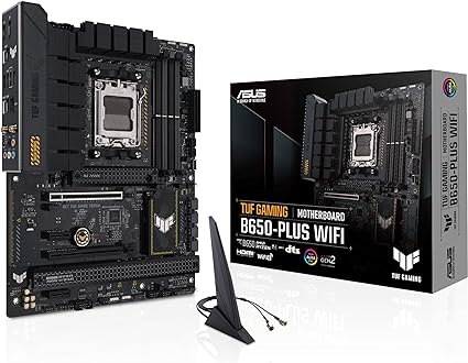 ASUS TUF GAMING B650-PLUS WIFI AMD B650 AM5 Ryzen™ Desktop 9000 8000 and 7000 ATX motherboard, 14 power stages, PCIe® 5.0 M.2 , DDR5 memory, WiFi 6 and 2.5 Gb Ethernet, USB4® support Aura Sync