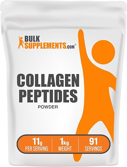 BulkSupplements.com Collagen Peptides Powder - Bovine Collagen Powder, Powdered Collagen Supplement - Hydrolyzed & Gluten Free, 11g per Serving, 1kg (2.2 lbs) (Pack of 1)