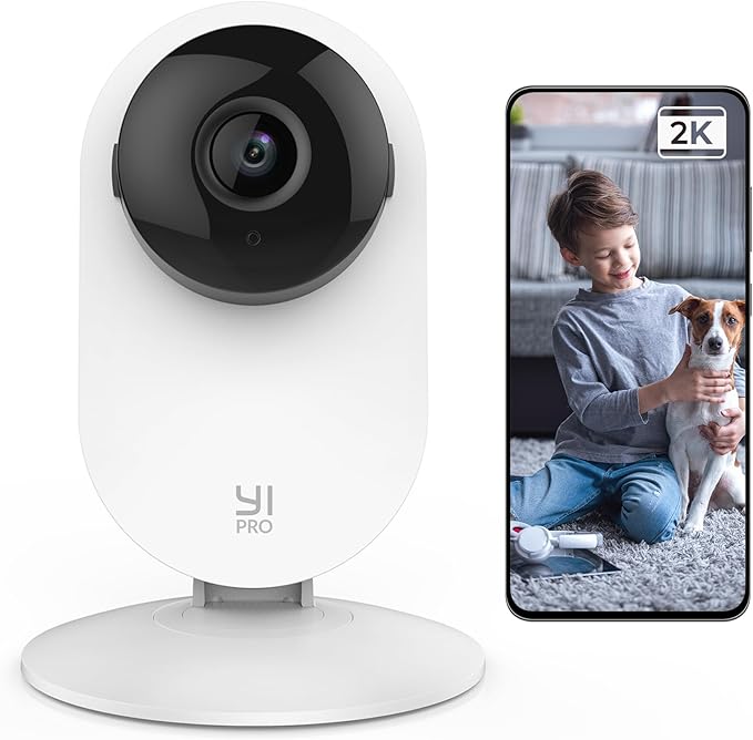 YI 2K 3MP Home Security Camera, Indoor Camera with Person, Vehicle, Animal Detection, Phone App for Baby, Pet, Dog, Monitoring, Compatible with Alexa