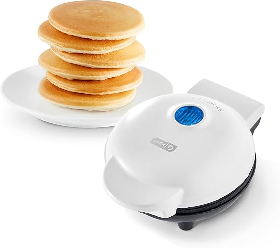 DASH Mini Maker Electric Round Griddle for Individual Pancakes, Cookies, Eggs & other on the go Breakfast, Lunch & Snacks with Indicator Light   Included Recipe Book - White