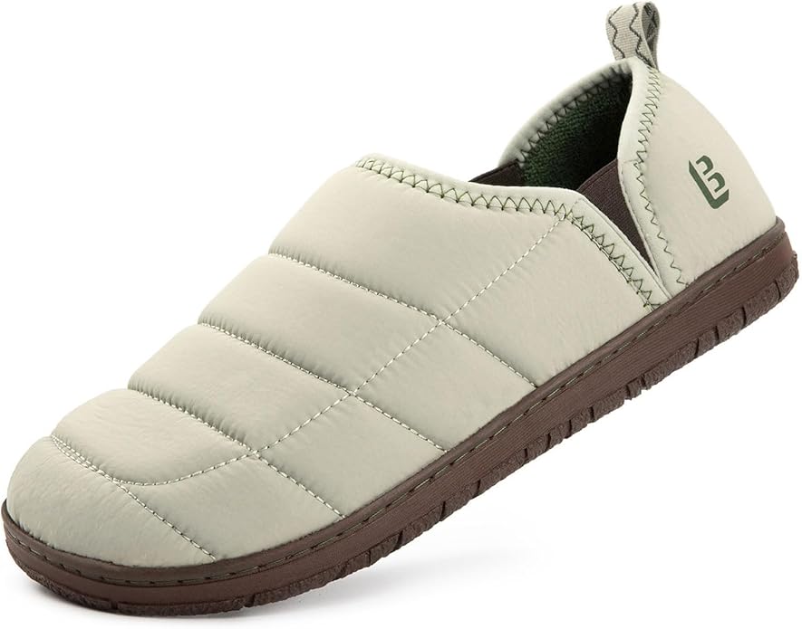 LongBay Mens Outdoor Slippers Two Tone Memory Foam Slip On Indoor House Shoes Loafers