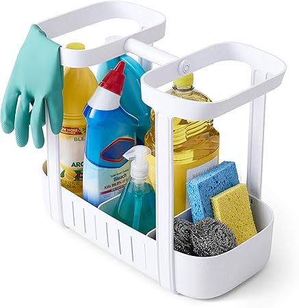 YouCopia SinkSuite Under Sink Cleaning Caddy, 2-Tier Adjustable Cleaning Supplies Organizer for Kitchen and Bathroom Organization and Storage