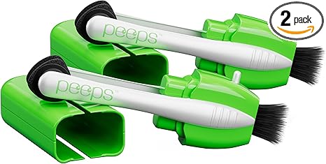 CarbonKlean Peeps Eyeglass Lens Cleaner - Efficient and Durable Carbon Microfiber Technology - Exclusively Used by NASA - 500 Uses (Green, 2 Pack)