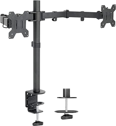 VIVO Dual Monitor Desk Mount, Heavy Duty Fully Adjustable Stand, Fits 2 LCD LED Screens up to 30 inches, Black, STAND-V002