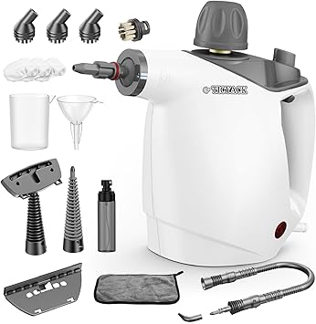 Handheld Steam Cleaner, Steam Cleaner with 16 PCS Accessory & Safety Lock, 500ML Large Capacity Natural Surface Steam for Cleaning, Multipurpose Steam Cleaner for Home, Car, Bathroom, Grease(White)