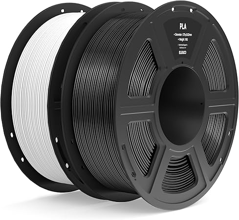 ELEGOO PLA Filament 1.75mm Black & White 2KG, 3D Printer Filament Dimensional Accuracy  /- 0.02mm, 2pcs 1kg Spool(2.2lbs) Fit Most FDM 3D Printers