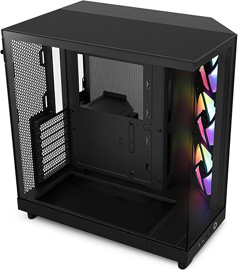 NZXT H6 Flow RGB Mid-Tower Airflow Case with 3 RGB Fans, Panoramic Glass Panels, Cable Management - Black