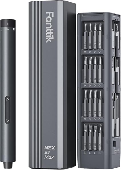 Fanttik E1 Max 3.7V Mini Electric Screwdriver, Precision Screwdriver Set, 50-in-1 Magnetic Bits, Magnetic Storage, 5/32''Hex, Repair Tool Kit for Electronics Phone Camera Laptop Watch - Grey