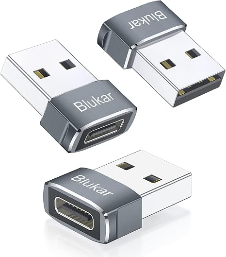 Blukar USB C Female to USB Male Adapter, [3 Pack] Type C to USB A Charger Cable Adapter Converter for Fast Charging & Data Sync, Compatible with iPhone 13/12/11 Pro, iPad Air 6, Galaxy S21/S20 etc.