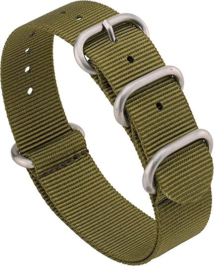 Benchmark Nylon Watch Band - One Piece Waterproof Ballistic Nylon - Slip Through Military Style Zulu Watch Strap for Men & Women - Choice of Color & Width - 18mm, 20mm or 22mm