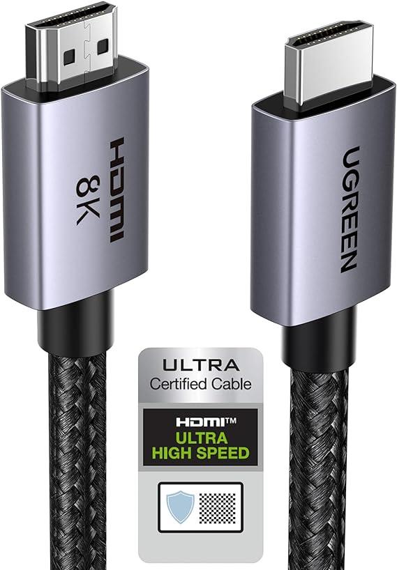 UGREEN 8K HDMI 2.1 Cable 48Gbps 1.6FT, Certified Ultra High Speed HDMI Cord Aluminum, 4K@240Hz 120Hz 10K 8K@60Hz, HDCP 2.2&2.3, eARC HDR 10 Dolby Compatible with PS5/Blu-ray/Roku TV/Switch/TV/Monitor