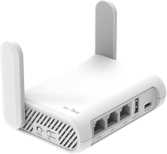 GL.iNet GL-SFT1200 (Opal) Secure Travel WiFi Router, AC1200 Dual Band Gigabit Ethernet Wireless Network, IPv6 USB 2.0, Repeater Bridge Access Point Mode, Router for Public Use, Easy Setup with Guide