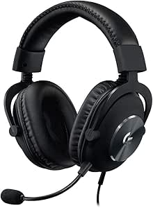 Logitech G Pro X Wired Gaming Headset: Blue VO!CE Detachable Boom Mic, DTS 7.1, 50 mm Drivers, USB/3.5mm Aux, Spare Memory Foam Ear Pads, USB DAC & Bag Included, for PC, Xbox, PS5, PS4 - Black
