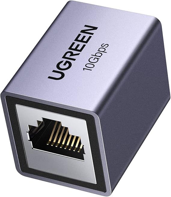 UGREEN Ethernet Extender 10Gbps, Ethernet Coupler for Cat8 Cat7 Cat6 Cat5 Cable, 328ft Long Distance Extend, Aluminum Alloy Shell, Space Grey