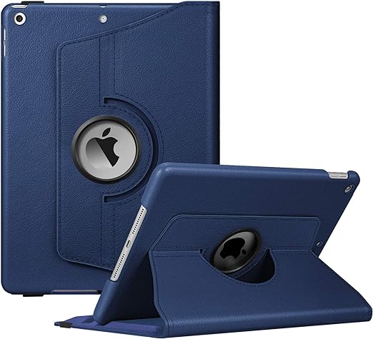 Fintie Rotating Case for iPad 9th Generation (2021) / 8th Generation (2020) / 7th Gen (2019) 10.2 Inch - 360 Degree Rotating Stand Cover with Pencil Holder, Auto Wake Sleep, Navy