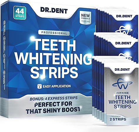 DRDENT Professional Teeth Whitening Strips - Pack of 44 Strip - 22 Treatments Kit - Safe for Enamel - Non Sensitive Teeth Whitening - Whitening Without Any Harm   Mouth Opener Included