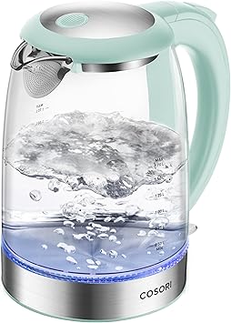 COSORI Electric Kettle, No Plastic Contact with Water, 1.7L/1500W, Stainless Steel Inner Lid & Filter, Tea Kettle For Coffee & Tea, Hot Water Kettle Teapot Boiler & Heater, Automatic Shut Off, Green