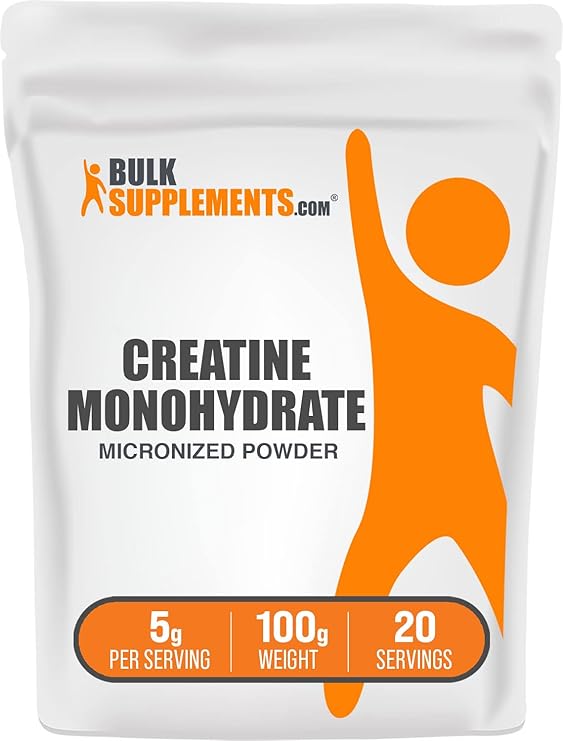 BulkSupplements.com Creatine Monohydrate Powder - Creatine Supplement, Micronized Creatine, Creatine Powder - Unflavored & Gluten Free, 5g (5000mg) per Servings, 100g (3.5 oz) (Pack of 1)