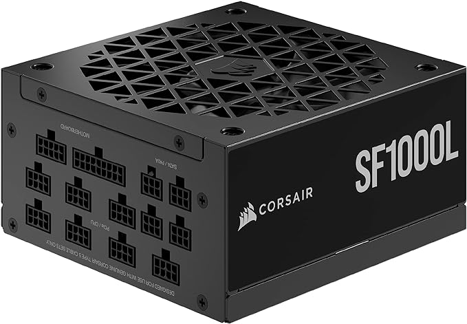 Corsair 1000W Fully Modular SFX Power Supply - ATX 3.0, PCIe 5.0, Quiet 120mm Fan, 80 Plus Gold, Zero RPM Mode, 105°C Capacitors - Black