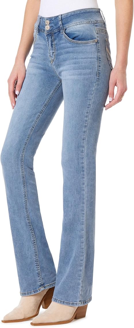 WallFlower Luscious Curvy Bootcut Jeans for Women Mid-Rise Insta Stretch Denim in Petite, Midsize, Plus Size, Juniors Jeans