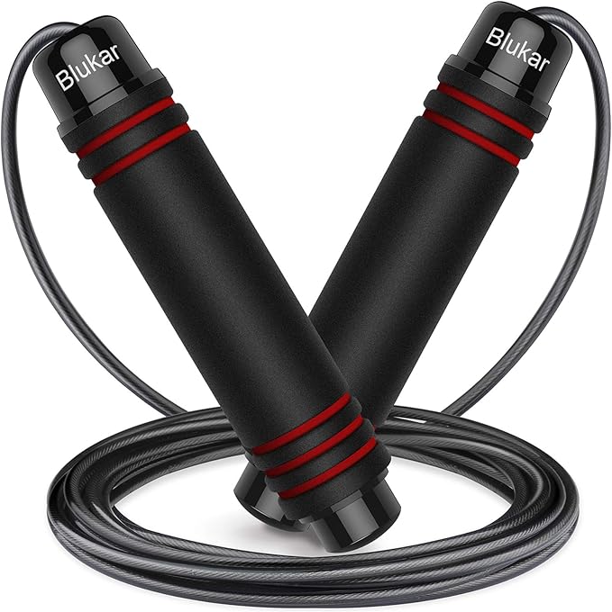 Blukar Jump Rope, Speed Skipping Rope Tangle-free Adjustable Rope with Rapid Ball Bearings & Soft Foam Handle for Fitness Workouts