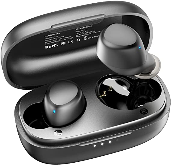 TOZO A1 Mini Wireless Earbuds Bluetooth 5.0 in Ear Light-Weight Headphones Built-in Microphone, Immersive Premium Sound Long Distance Connection Headset with Charging Case, Black