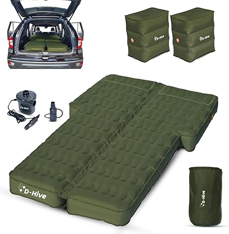 Unbeatable Durability SUV Air Mattress for Car Camping, Durable Extra Thick 300D Oxford Fabric, Quick Easy Set-Up w/Electric Pump, Car Bed Mattress, Forrest Green