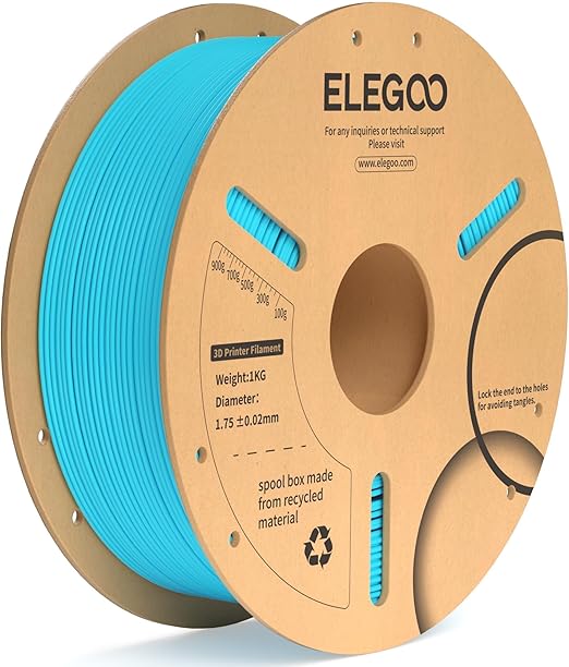 ELEGOO PLA Plus Filament 1.75mm Sky Blue 1KG, PLA  Tougher and Stronger 3D Printer Filament Pro Dimensional Accuracy  /- 0.02mm, 1kg Spool(2.2lbs) Fits for Most FDM 3D Printers