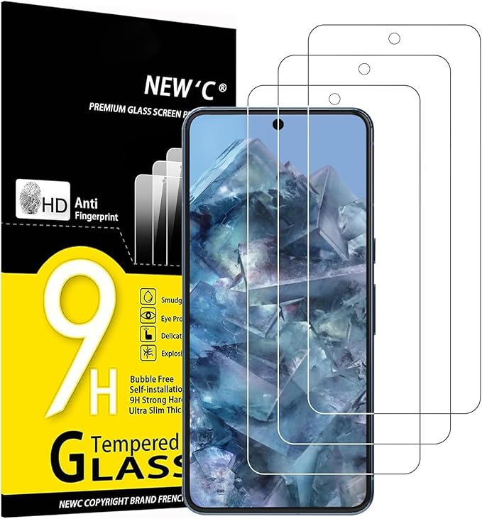 NEW'C 3 Pack Designed for Google Pixel 8 Pro Screen Protector Tempered Glass,Case Friendly Scratch-Proof, Bubble Free, Ultra Resistant